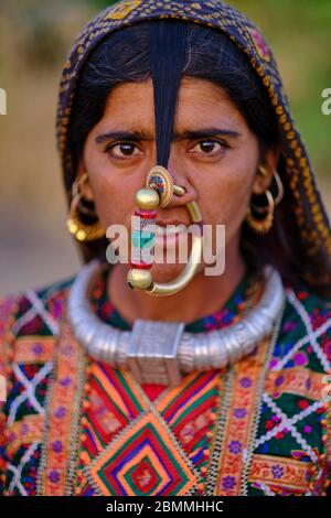 Indien, Gujarat, Kutch, Banni Bezirk, Jat Frauen, muslimische Bevölkerung Stockfoto