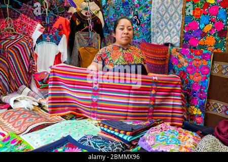 Maya-Verkäuferin, San Cristobal de Las Casas, Chiapas, Mexiko Stockfoto