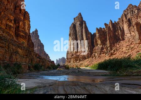 Wadi Disah. Tabuk Region, Saudi-Arabien. Stockfoto