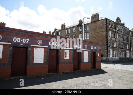 Allgemeine Ansichten rund um das Tynecastle Stadium, Heimat des Herzens von Midlothian FC - während der Covid-19 (Coronavirus) Pandemie. Stockfoto