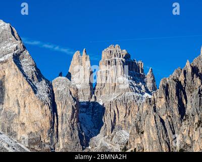 Detail des Vajolet Towers in den dolomiten Stockfoto