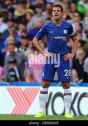 Cesar Azpilicueta aus Chelsea wird während des Premier League-Spiels zwischen Chelsea und Leicester City an der Stamford Bridge gesehen.(Endstand: Chelsea 1 - 1 Leicester) Stockfoto