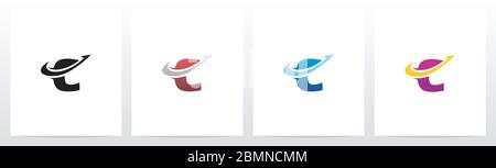 Swoosh Pfeil Linien Buchstaben Logo Design C Stock Vektor