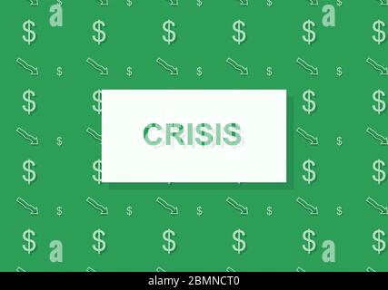Finanzgeld, Wirtschaftskrise. Symbol für das Aktiendiagramm mit dem Pfeil nach unten. Die Dollarkrise. Vektorgrafik Stock Vektor