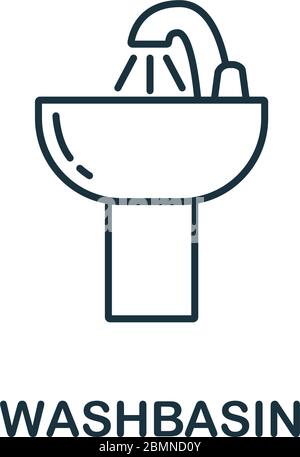 Waschtisch-Ikone aus der Interior Kollektion. Einfache Linie Element Waschbecken Symbol für Vorlagen, Web-Design und Infografiken Stock Vektor