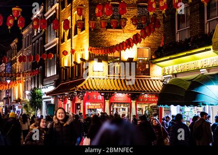 Nächte in London England, um Großbritannien China Town zu sehen Stockfoto