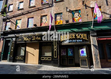 Eine leere Mathew Street wegen der Sperrung von Liverpool Stockfoto