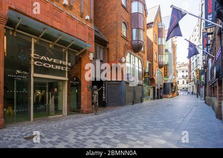 Eine leere Mathew Street wegen der Sperrung von Liverpool Stockfoto