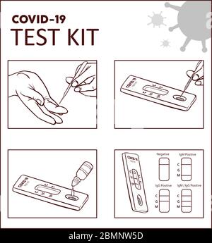 Vektordarstellung des COVID-19 IgG/IgM-Schnelltests zum Nachweis von Antikörpern Stock Vektor