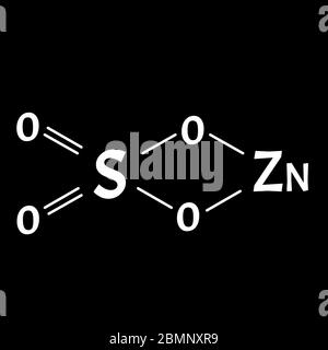 Zinksulfat ist eine molekularchemische Formel. Zink-Infografiken. Vektorgrafik auf isoliertem Hintergrund. Stock Vektor