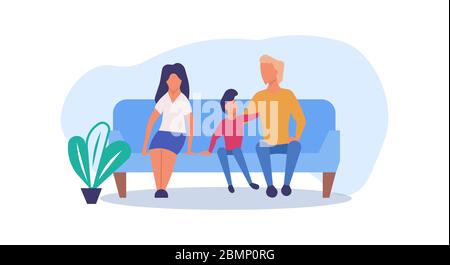 Familie genießen Zeit zusammen mit Kind Vektor Cartoon Illustration. Vater, Mutter und Sohn Spaß Lifestyle-Aktivität spielen. Glück Eltern Liebe con Stock Vektor