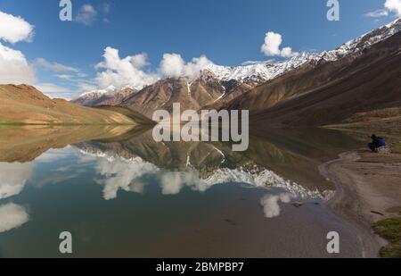 Chandra Tal (See) im höher alpinen Himalaya, Indien Stockfoto