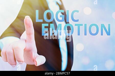 Textzeichen mit Logic Emotion. Business Foto Text unangenehme Gefühle wandte sich an Selbstachtung vernünftigen Geist Stockfoto