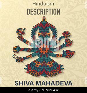 Shiva Mahadeva Blumenmuster Hintergrund Stock Vektor