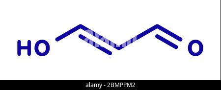 Malondialdehyd (MDA, Enolform) Molekül. Marker für oxidativen Stress und natürlich während der Lipidperoxidation von mehrfach ungesättigten Fettsäuren produziert. Skelettformel. Stockfoto