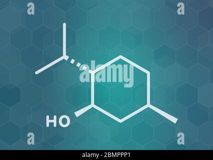 Menthol-Molekül. In Pfefferminze, Maisminze, etc. Skeletal Formel. Stockfoto