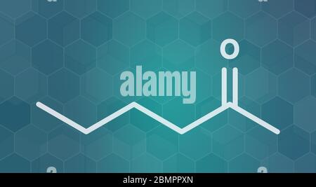 Methylbutylketon (MBK, 2-Hexanon), Lösungsmittelmolekül. Skelettformel. Stockfoto