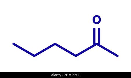 Methylbutylketon (MBK, 2-Hexanon), Lösungsmittelmolekül. Skelettformel. Stockfoto