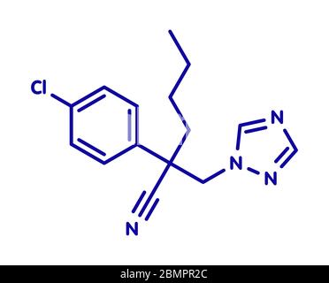 Myclobutanil antimykotische Molekül (TRIAZOL Klasse). Skelettmuskulatur Formel. Stockfoto