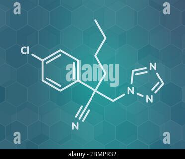 Myclobutanil antimykotische Molekül (TRIAZOL Klasse). Skelettmuskulatur Formel. Stockfoto