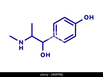 Oxilofrin (Methylsynephrin, Oxyephrin) stimulierende Droge, chemische Struktur. Skelettformel. Stockfoto