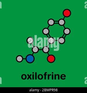 Oxilofrin (Methylsynephrin, Oxyephrin) stimulierende Droge, chemische Struktur. Stockfoto