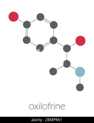 Oxilofrin (Methylsynephrin, Oxyephrin) stimulierende Droge, chemische Struktur. Stockfoto