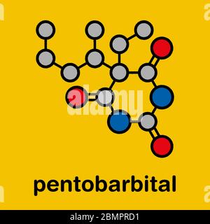 Pentobarbital (Pentobarbiton), Beruhigungsmittel, chemische Struktur Stockfoto