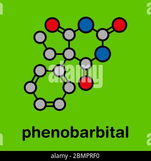 Phenobarbital Barbiturat Antikonvulsivans (Epilepsie-Medikament), chemische Struktur Stockfoto