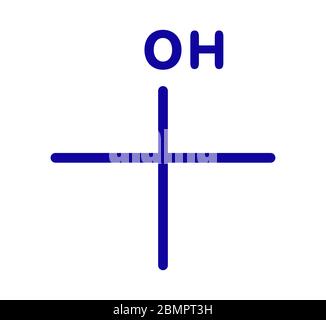 Tert-Butyl-Alkohol (tert-Butanol) Lösungsmittelmolekül. Skelettformel. Stockfoto