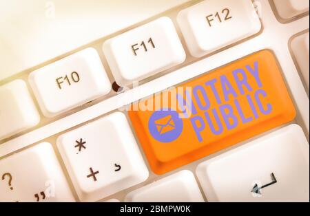 Konzeptionelle Hand schreiben, Notar. Begriff Sinne Rechtmäßigkeit der Autorisierung in der Dokumentation Zertifizierung Vertrag Stockfoto