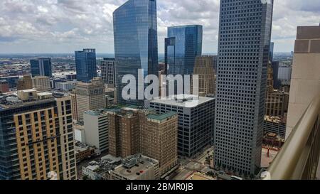 Eine Luftaufnahme der Innenstadt von Houston, Texas Stockfoto