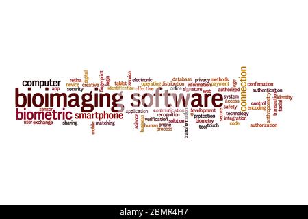 BioImaging Software Wort Cloud Konzept auf weißem Hintergrund Stockfoto