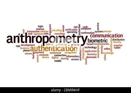 Anthropometrie Wort Wolke Konzept auf weißem Hintergrund Stockfoto
