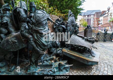 Düsseldorf, Deutschland - 11. August 2019: Denkmal der Worringer Schlacht Stockfoto