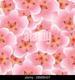 Pfirsich-Blüte Nahtlose Textur Hintergrund Vektor Illustration Stock Vektor