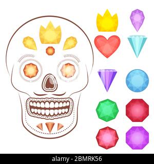 Sammlung von Vektor-glänzend und hell Cartoon Edelsteine Steine, Diamanten, Mineralien, Rubine, Smaragde. Könnte als Symbole und im Spiel-Interface verwendet werden. Stock Vektor