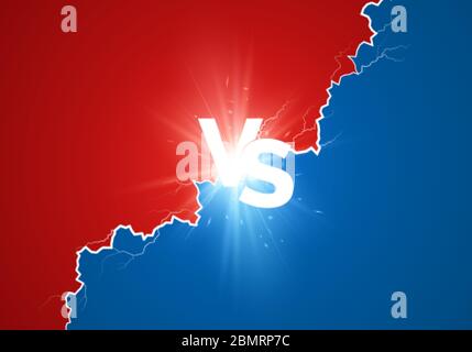 Weißer Text VS mit Blitz. Gegen den Hintergrund der Schlacht. Vektorgrafik Stock Vektor