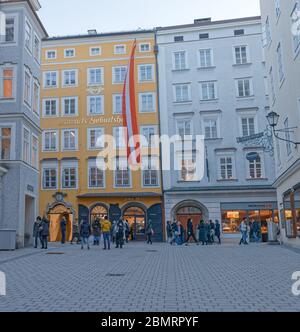 Geburtshaus von Wolfgang Amadeus Mozart in Salzburg Österreich Stockfoto