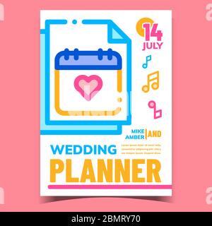 Hochzeitsplaner Kreative Werbung Poster Vektor Illustration Stock Vektor