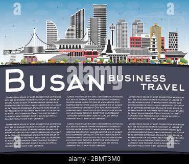 Busan Südkorea City Skyline mit farbigen Gebäuden, Blue Sky und Copy Space. Vektorgrafik. Stock Vektor