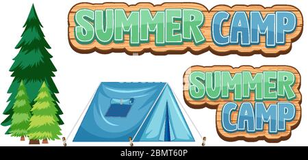 Schriftdesign für Word Summer Camp auf weißem Hintergrund Stock Vektor