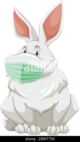 Kaninchen Cartoon Charater tragen Maske Illustration Stock Vektor
