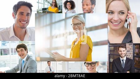 Selbstisolierende Geschäftsleute während eines Videoanrufs während der Coronavirus-Covid19-Epidemie Stockfoto