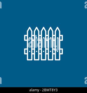 Symbol Für Die Zaunlinie Auf Blauem Hintergrund. Blaue Flache Vektorgrafik. Stockfoto