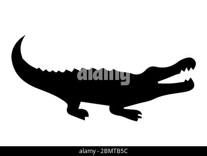 Krokodil Silhouette auf weißem Hintergrund Stockfoto