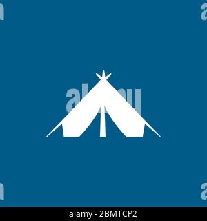 Zelt-Symbol Auf Blauem Hintergrund. Blaue Flache Vektorgrafik. Stockfoto