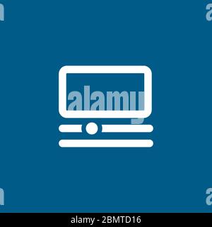 Vintage Computer Symbol Auf Blauem Hintergrund. Blaue Flache Vektorgrafik. Stockfoto