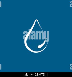 Symbol Für Wassertropfenlinie Auf Blauem Hintergrund. Blaue Flache Vektorgrafik. Stockfoto