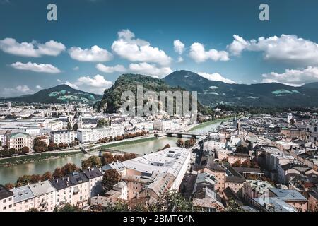 Blick über die Stadt Salzburg Stockfoto